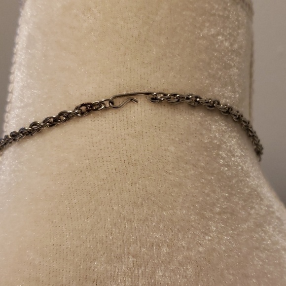 VINTAGE Choker Necklace Silver Pave Costume Jewels - Picture 3 of 8